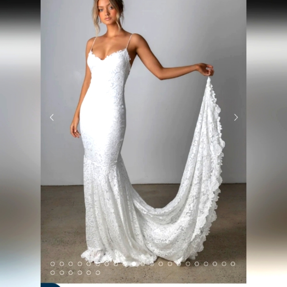 SOLD. White Lace Wedding Dress. Classic. Confident. Luxurious.